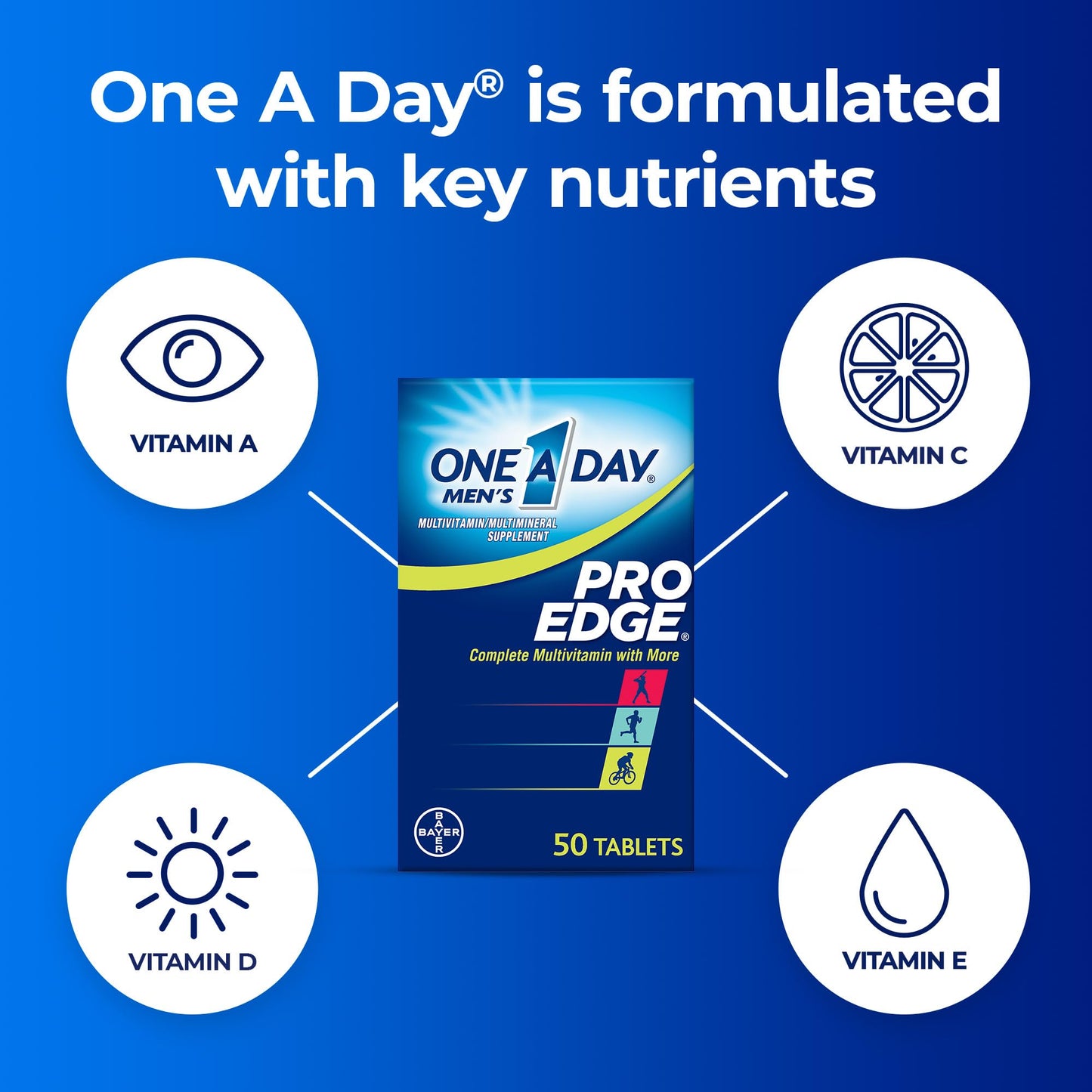 ONE A DAY Men's Pro Edge Multivitamin Tablet, 50 Count