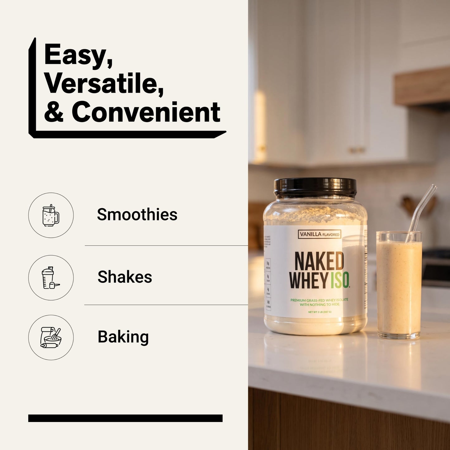 NAKED Vanilla Whey Isolate Protein Powder 32 oz