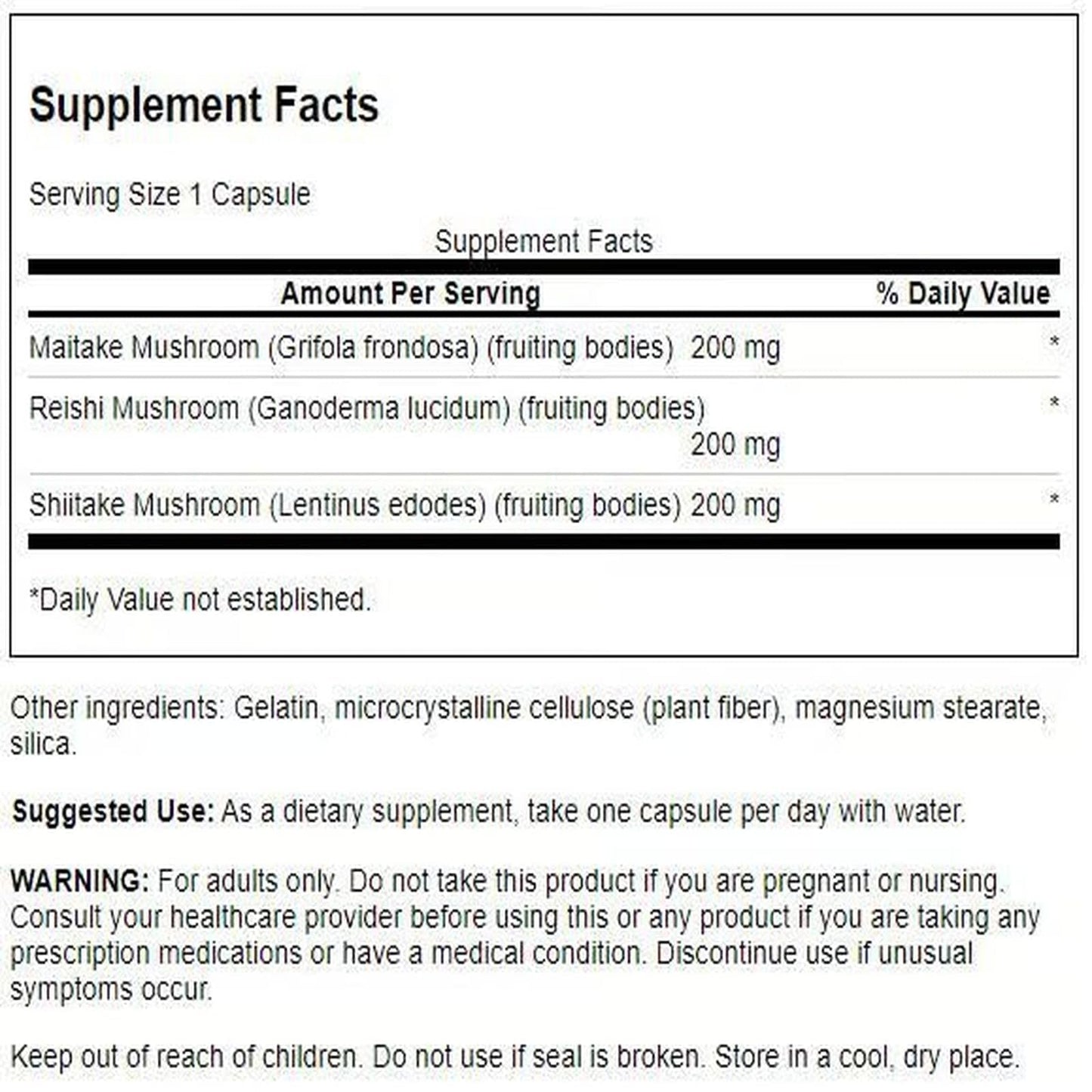 Swanson Full Spectrum Triple Mushroom Complex 60 Capsules