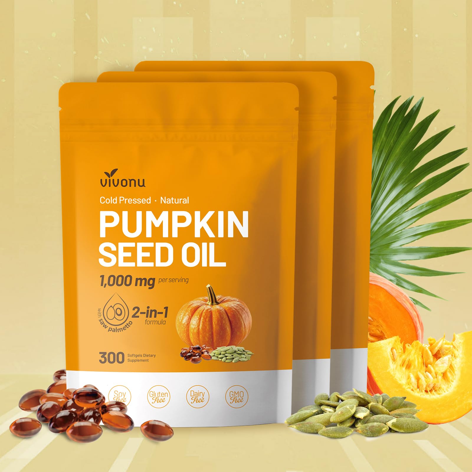 VivoNu Organic Pumpkin Seed Oil Softgels 300