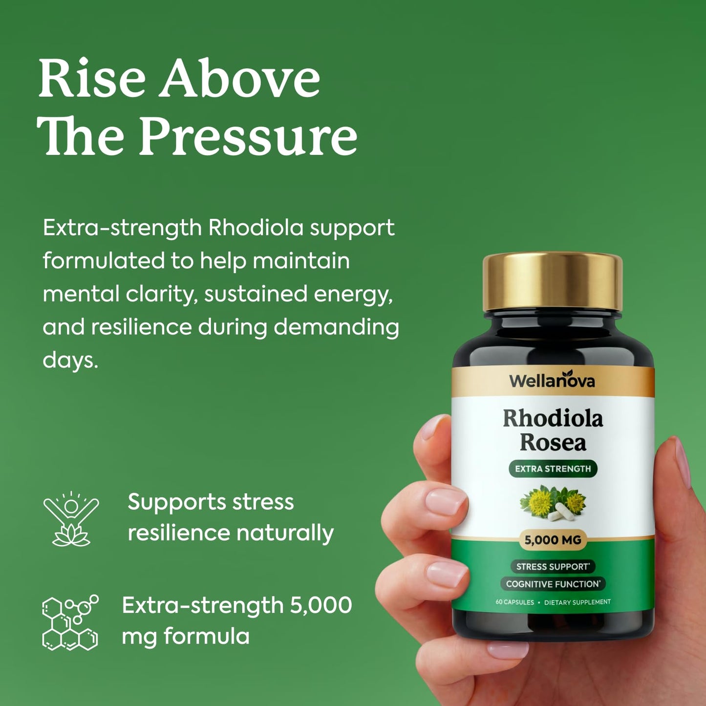Wellanova Rhodiola Rosea Supplement Capsules 60 Capsules