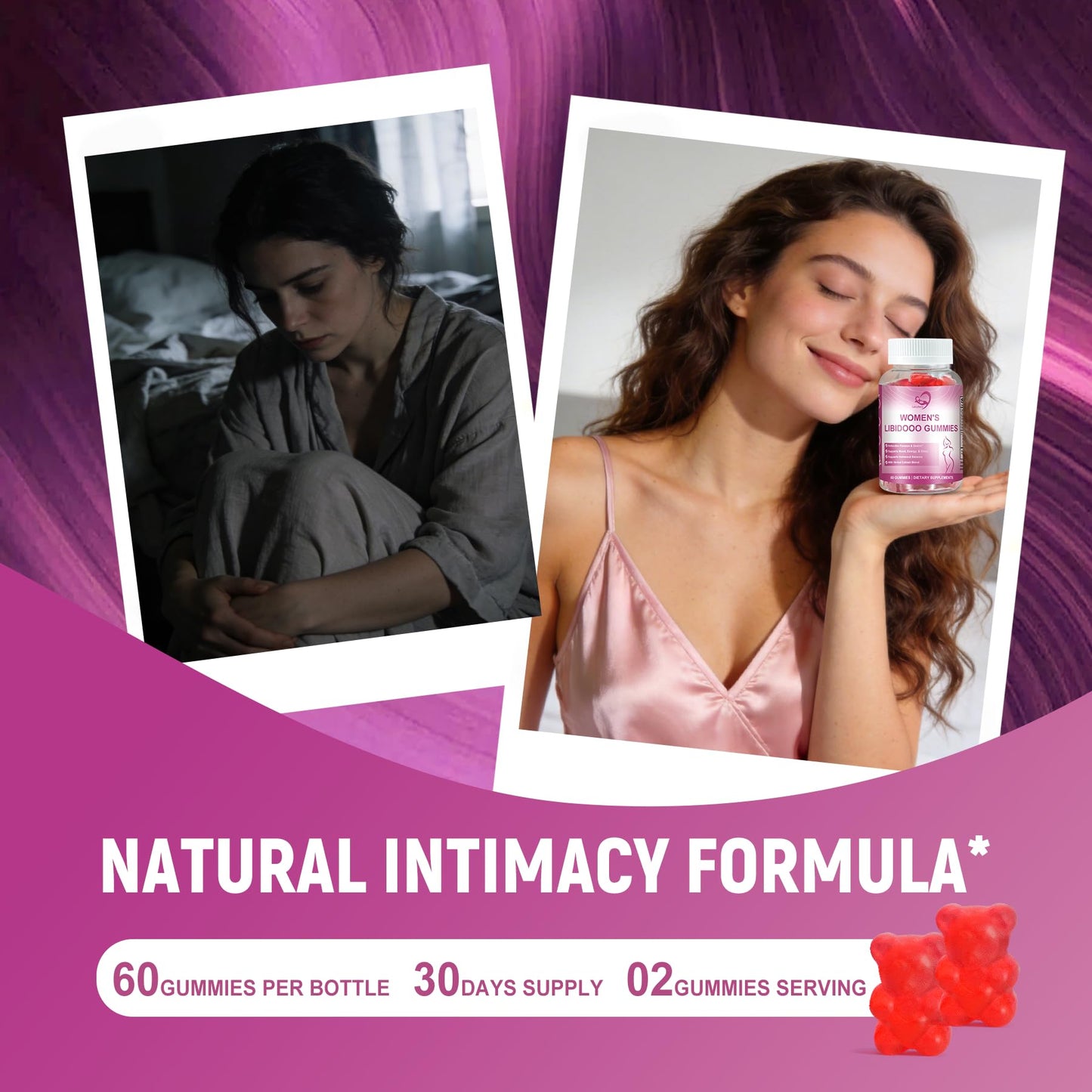 Laicuherb Libidoo Support for Women with Maca Root, Daily Wellness Formula for Confidence, Vitality & Emotional Balance, Intimacy Vitamins & Daily Sensual Wellness Gummy 60
