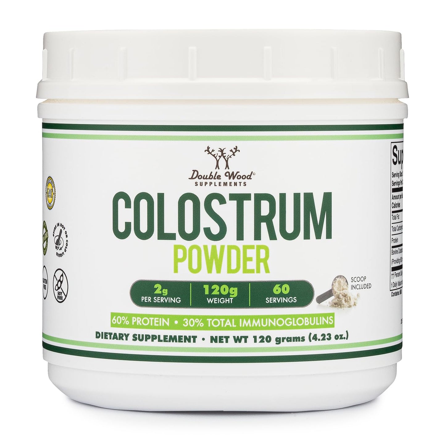 Double Wood Supplements Bovine Colostrum Powder 4.23 Ounce