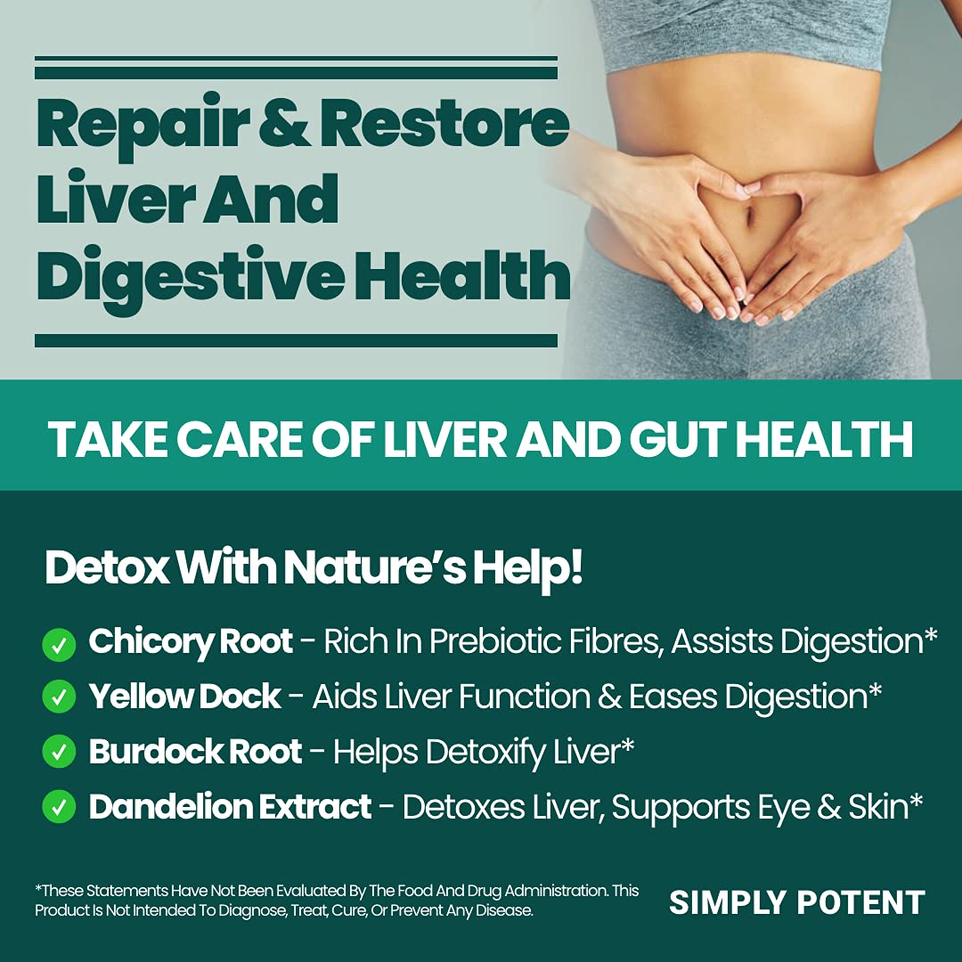 Simply Potent Liver Cleanse Detox & Repair Supplement, Capsules, 60 Count