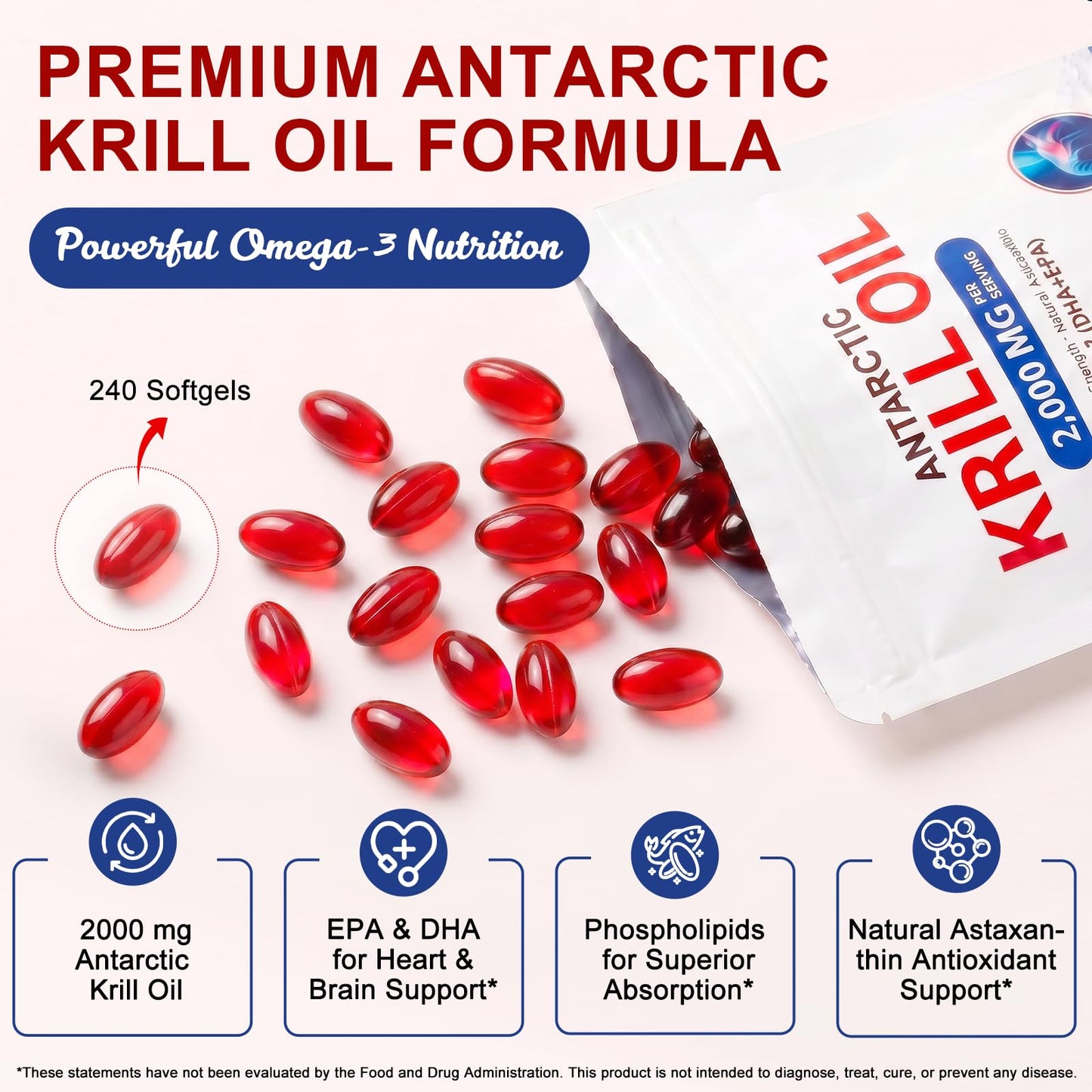 Tiuedu Antarctic Krill Oil Supplement Softgels 240