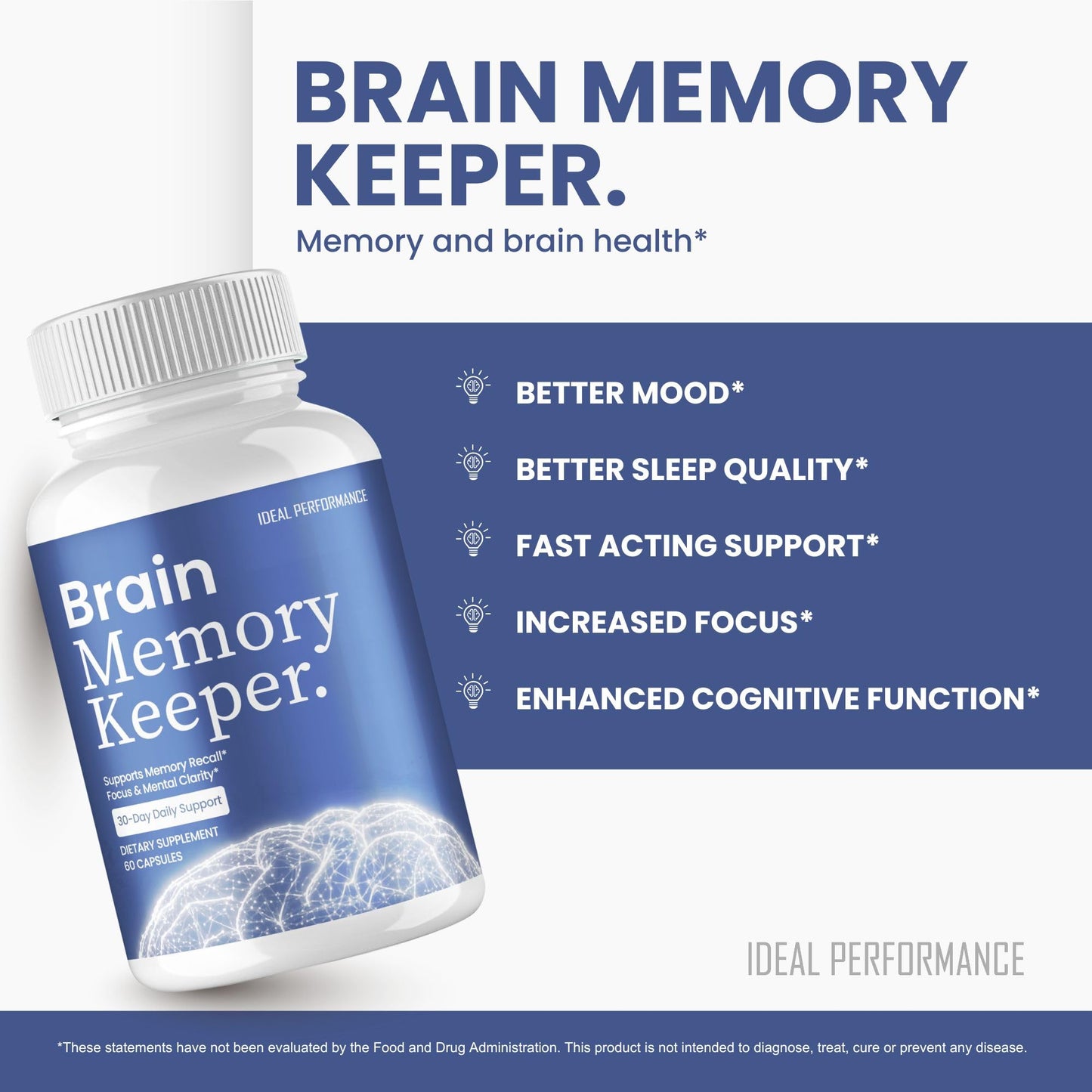 IDEAL PERFORMANCE Brain Memory Keeper Capsules 120 Count