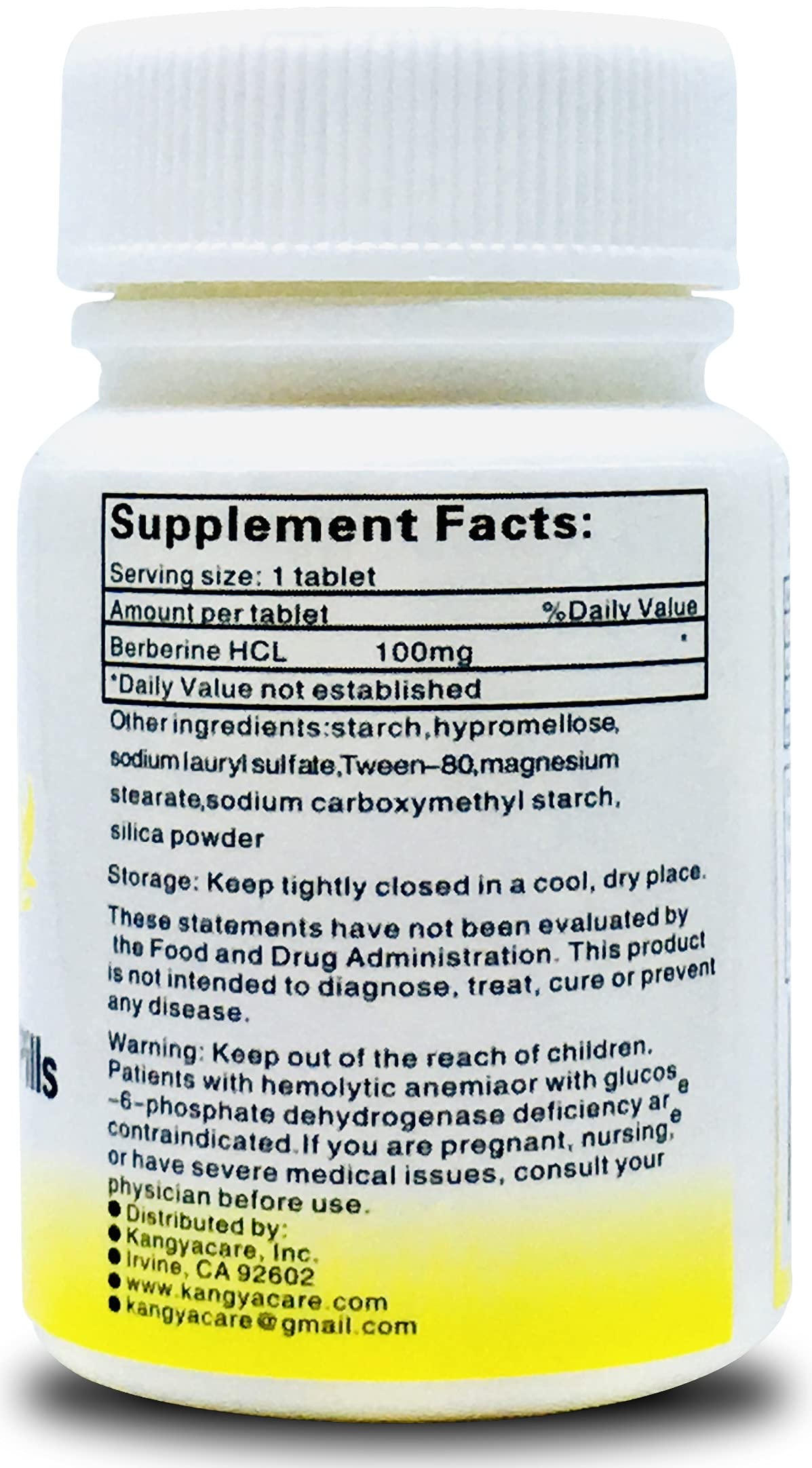 Kangyacare Berberine Herbal Tablets - Huang Lian Su (黄连素) - Berberine Extract - Supports Gut & Cardiovascular Health 200 Tablets