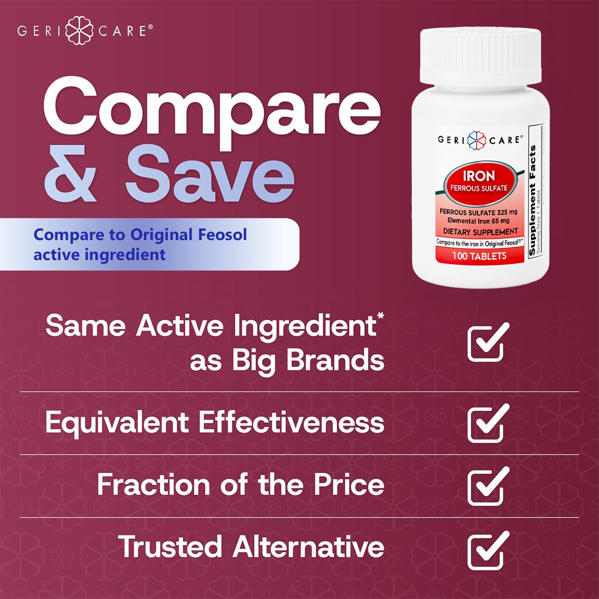 GeriCare Ferrous Sulfate Tablets 200 Tablets