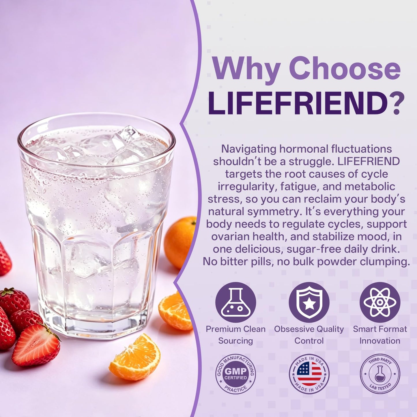 LIFEFRIEND Myo-Inositol & D-Chiro Inositol Powder 40:1 Strawberry, 2.7