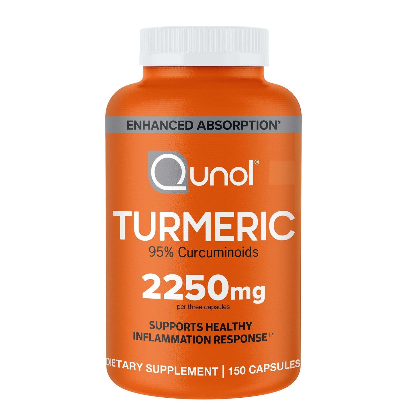 Qunol Turmeric Curcumin with Black Pepper 2250mg Turmeric Extract with 95% Curcuminoids Extra Strength Turmeric Supplement Enhanced Absorption Joint Support Vegetarian Capsules, 150 Capsules