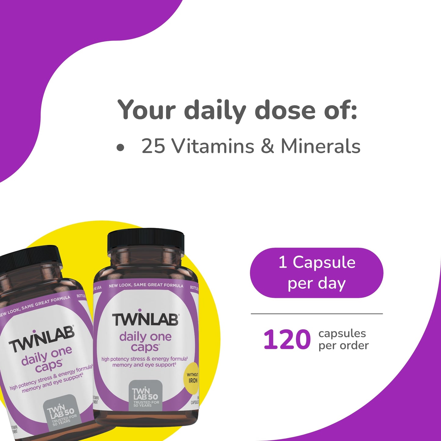 Twinlab Daily One Caps Without Iron Capsules 120