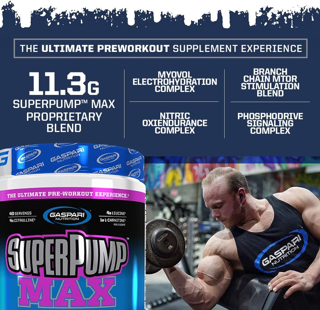 Gaspari Nutrition Superpump Max Pre-Workout Powder, Grape Cooler, 22.56 oz