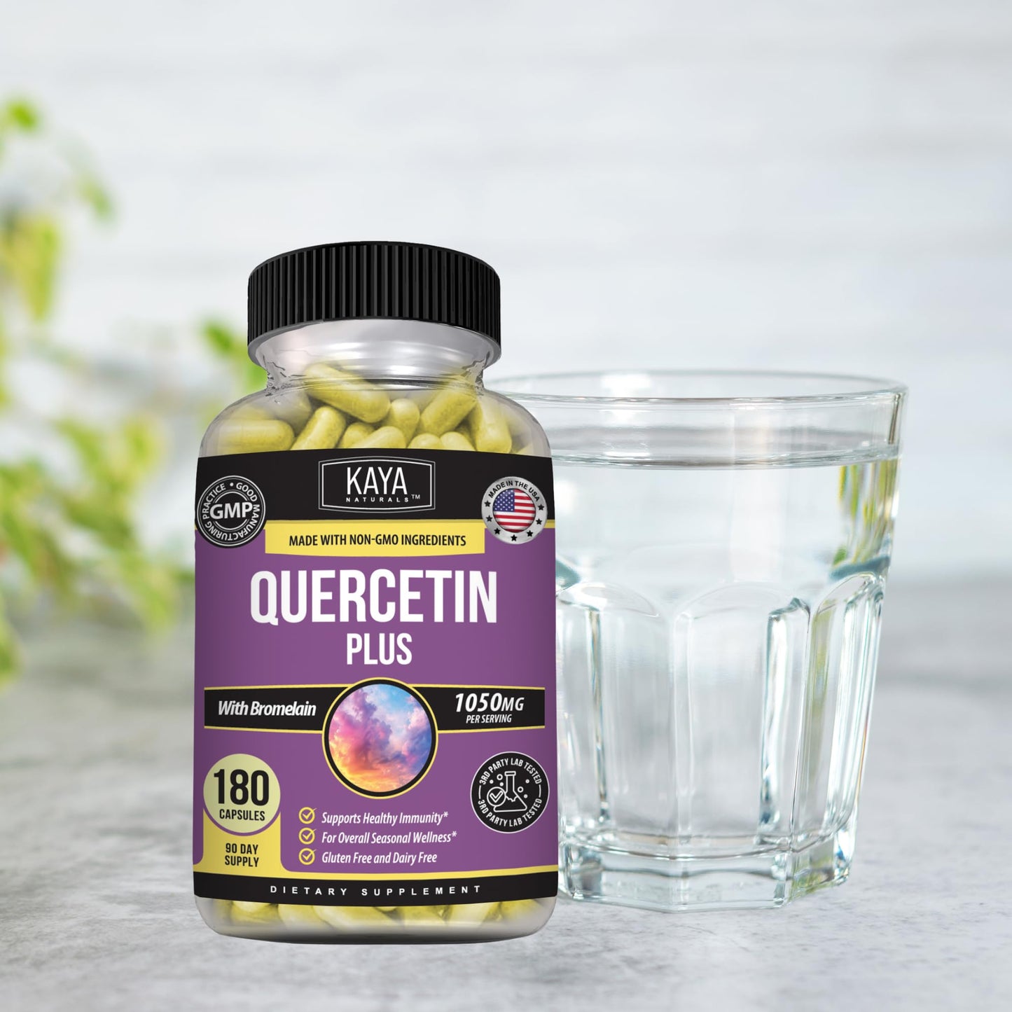 Kaya Naturals Quercetin Plus with Bromelain 1050mg Capsules 180 Count