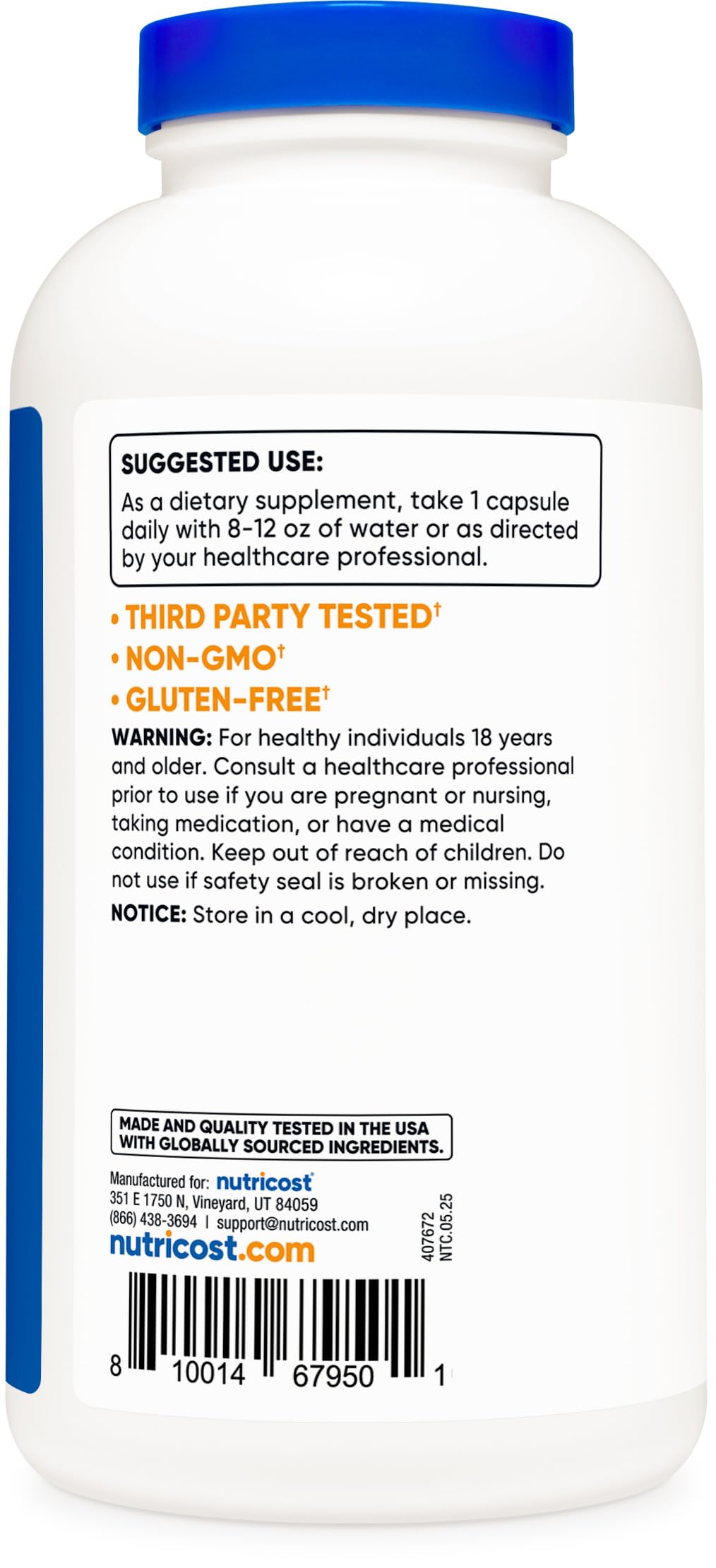 Nutricost Taurine 1000mg Capsule, 400 Capsules