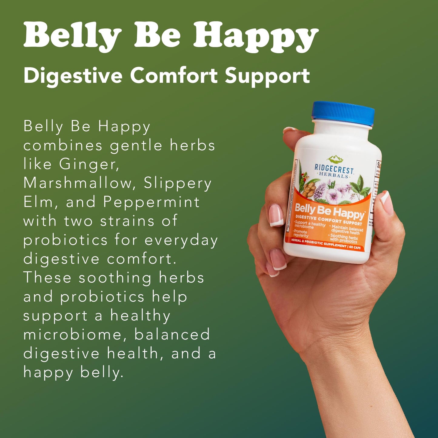 RidgeCrest Herbals Belly Be Happy Probiotic Capsule 60 Count