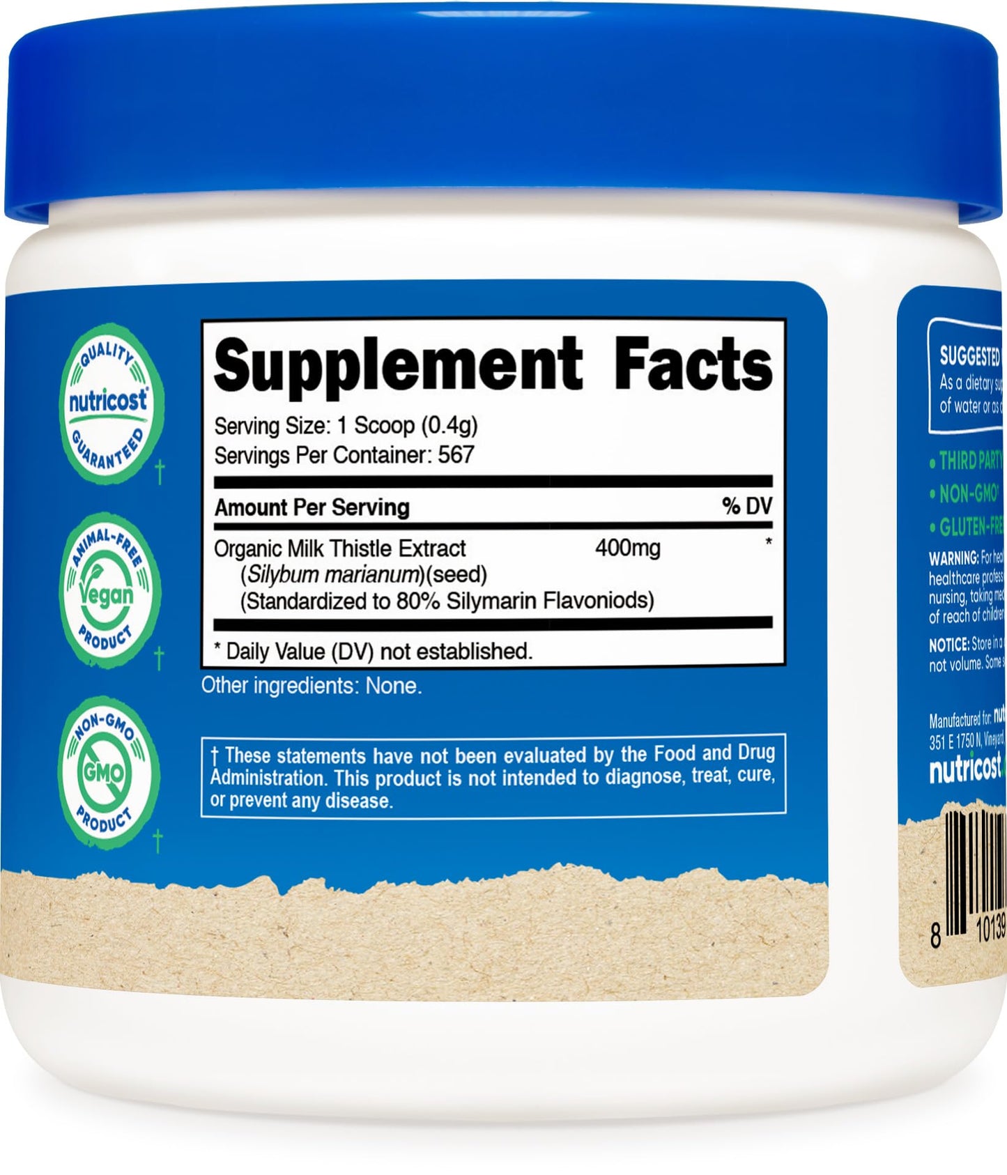 Nutricost Organic Milk Thistle Powder 8.1 oz