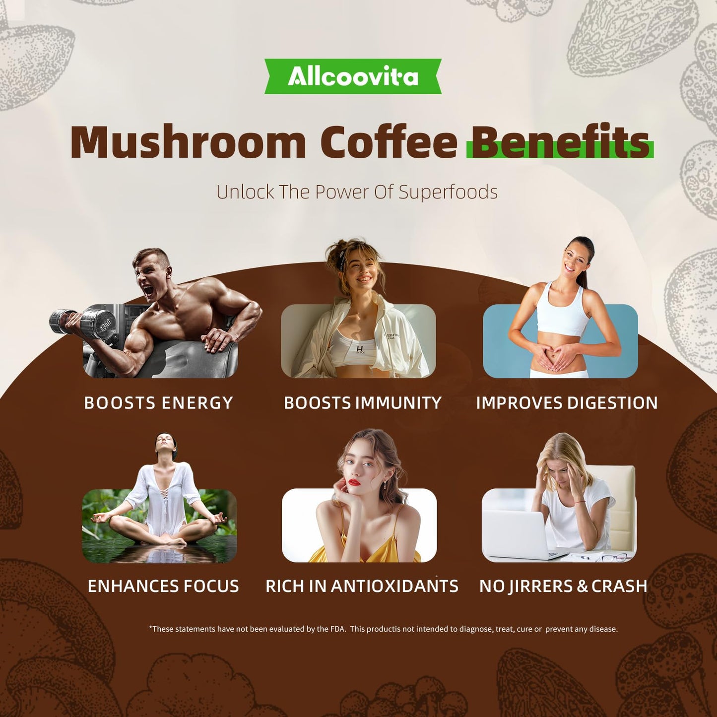 Allcoovita Mushroom Coffee Powder 6.35