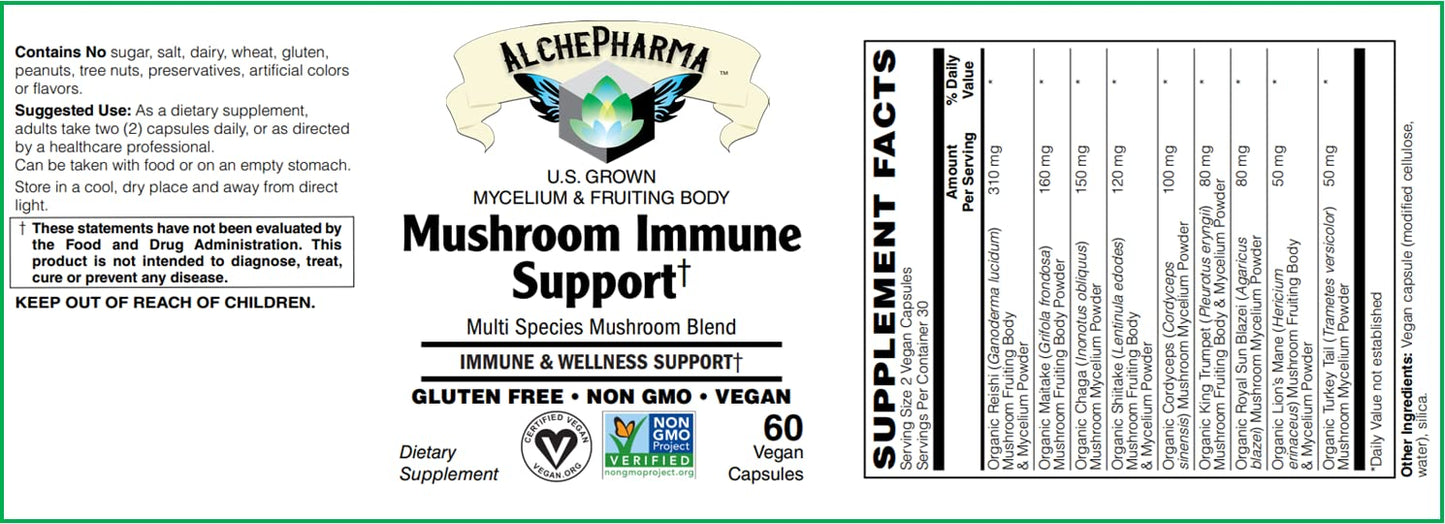 AlchePharma Mushroom Immune Support Capsule 1 Count