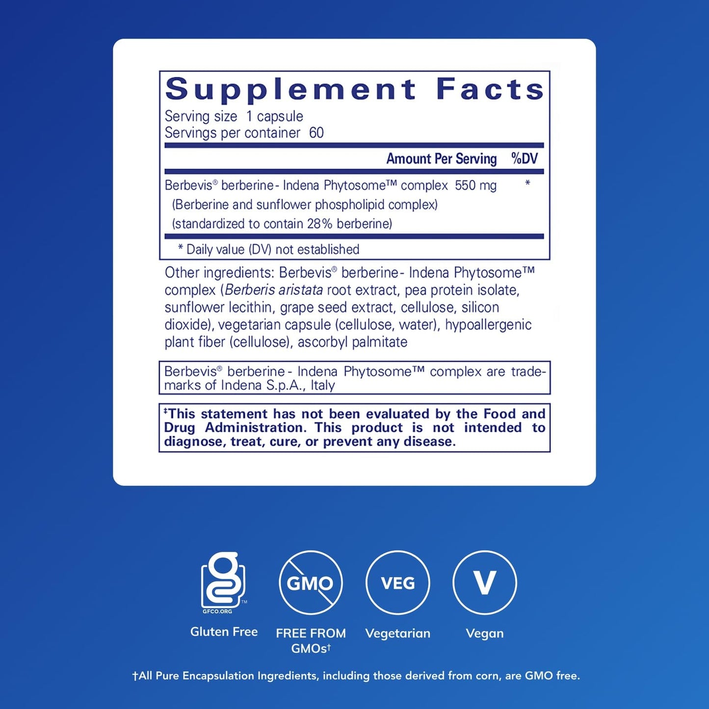 Pure Encapsulations Berberine UltraSorb Enhanced Absorption Berberine Phytosome 550 mg Capsules, 60 Count