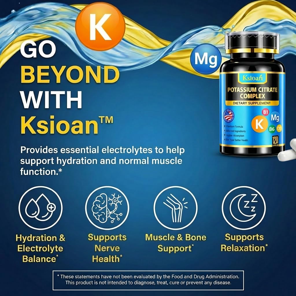 Ksioan Potassium Magnesium Supplement – Electrolyte Balance Support Capsule, 120 Capsules
