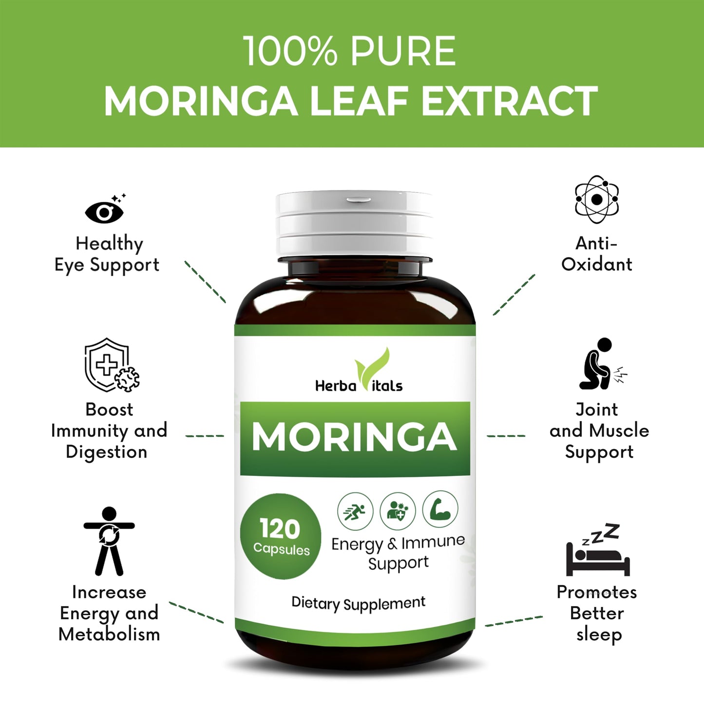 HerbaVitals Moringa Pure Capsule 120 Count