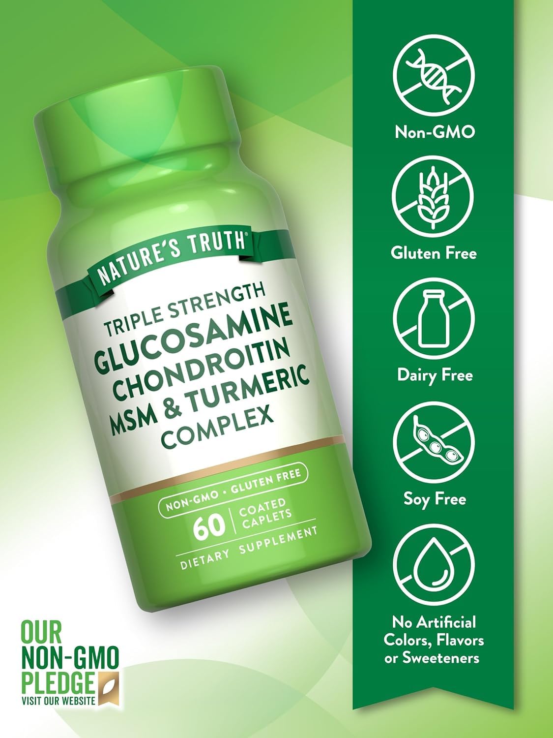 Nature's Truth Triple Strength Glucosamine Chondroitin MSM Complex Dietary Supplement Caplets 120
