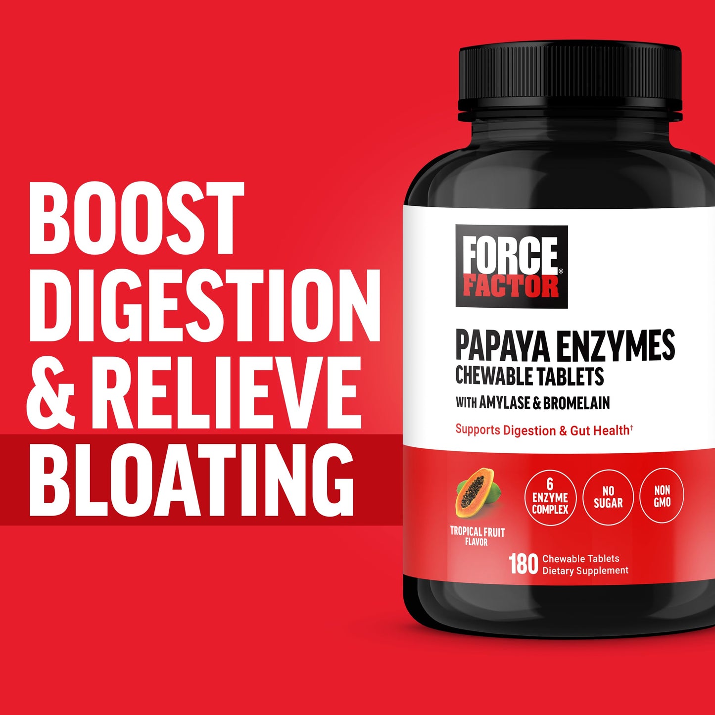 Force Factor Papaya Enzymes Complex 180 Tablets