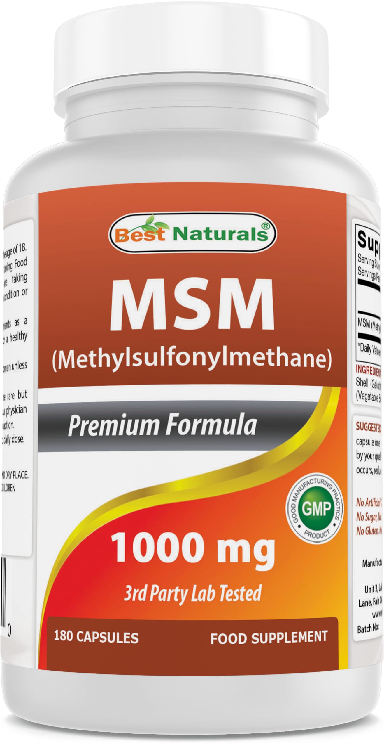 Best Naturals MSM 1000 mg Capsules 180
