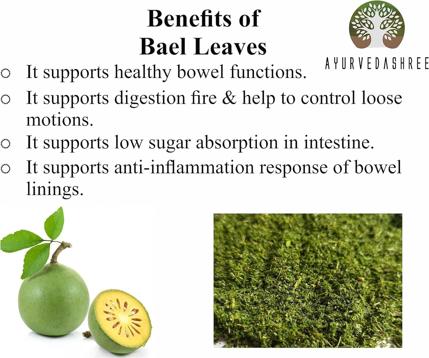 AYURVEDASHREE Bilva Powder - Bael Leaves Powder - Aegle marmelos, Powder, 3.53 Ounce