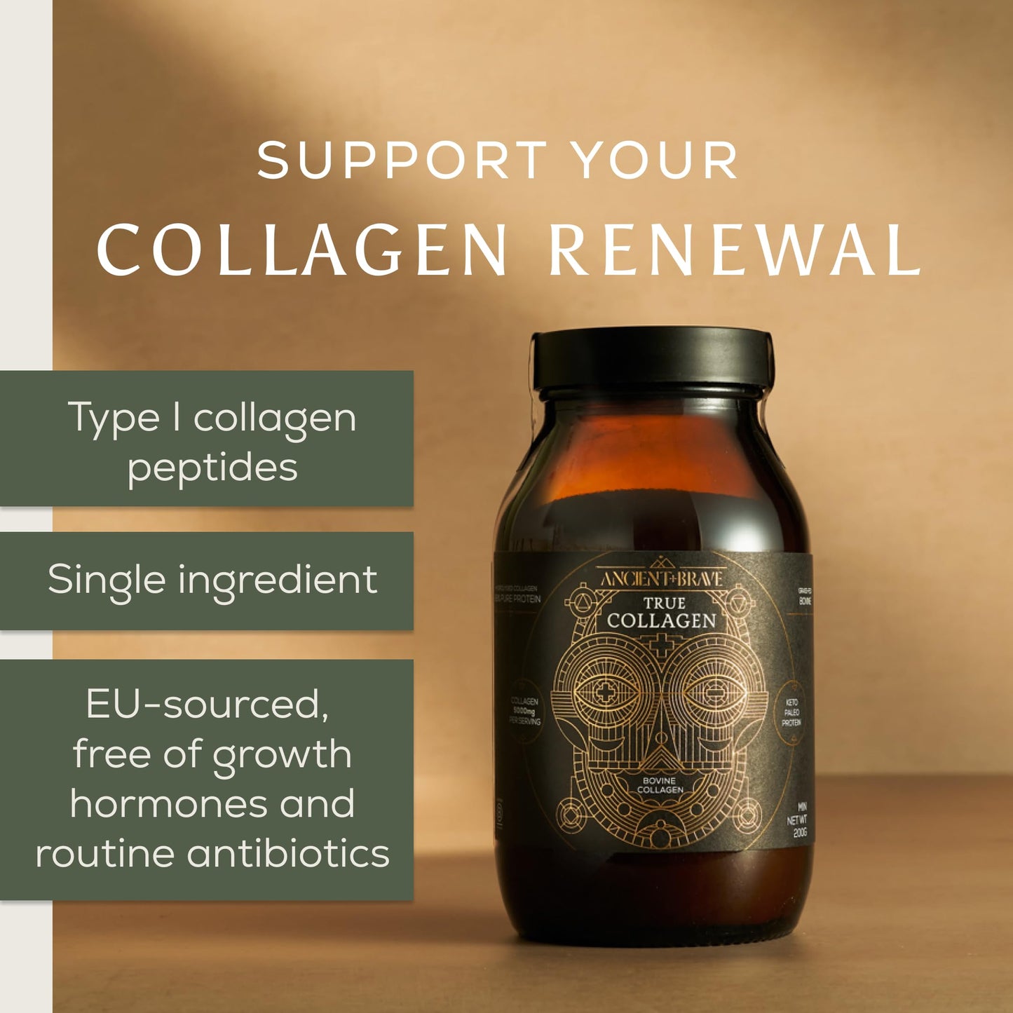 Ancient + Brave True Collagen Powder, 7.5 Ounce