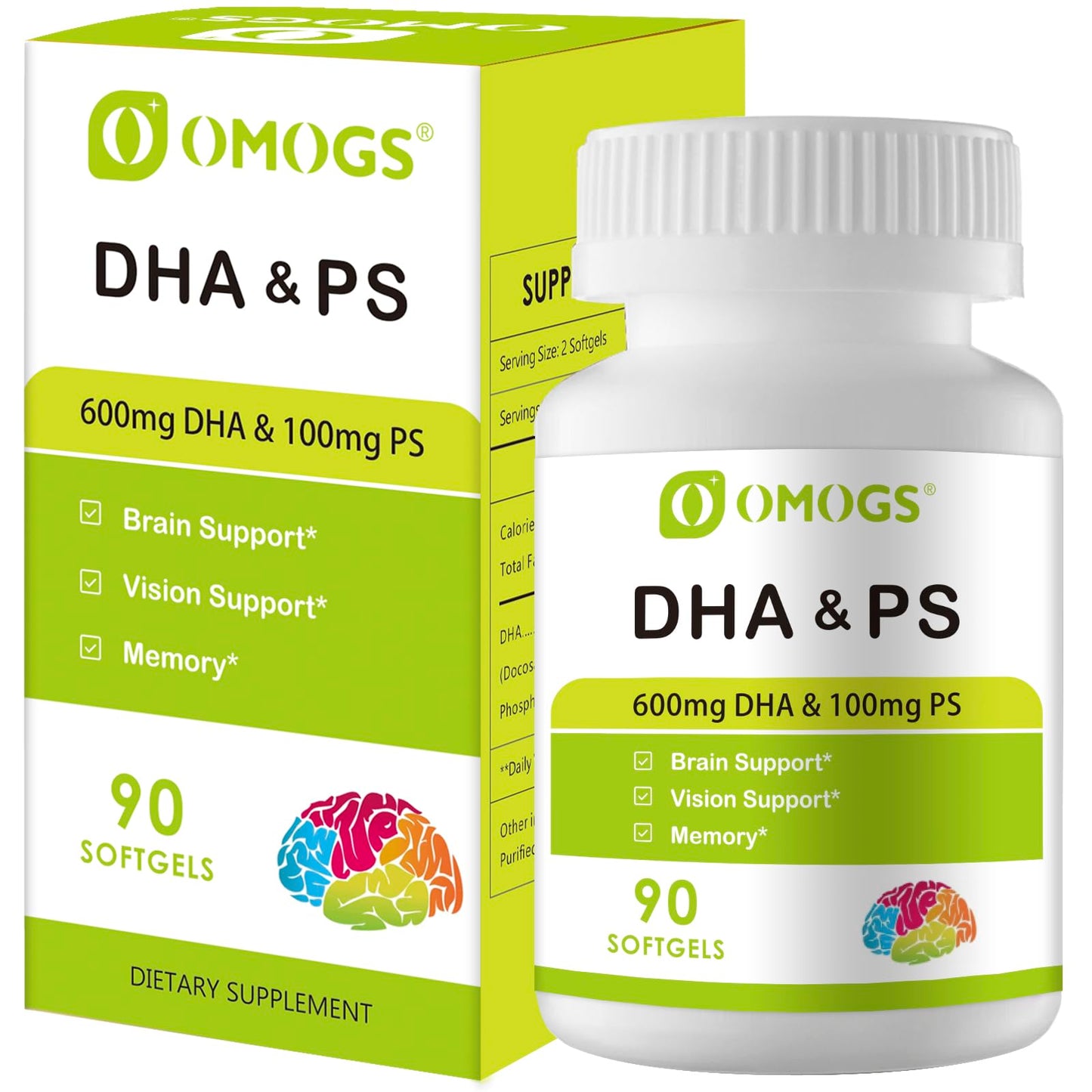 OMOGS Algae DHA - 600 mg Omega-3 DHA Softgels, 90 Softgels