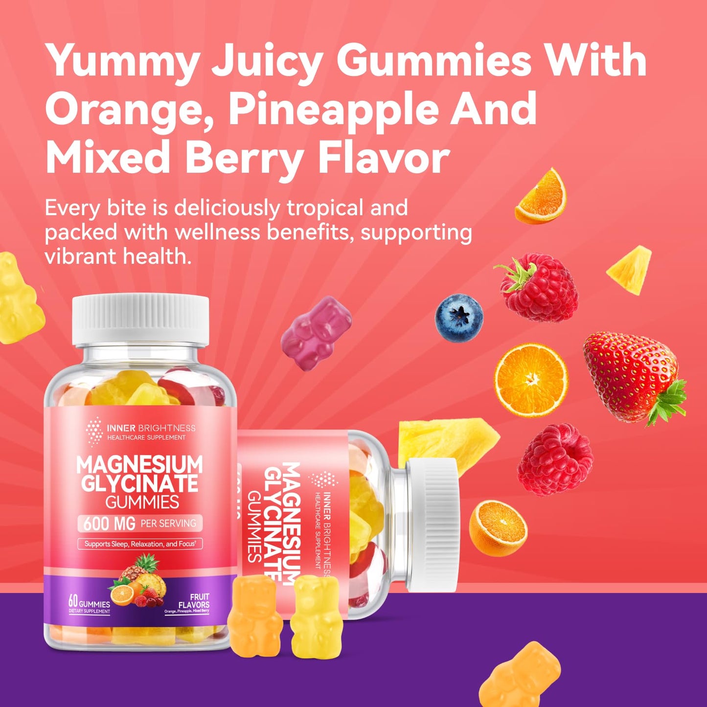 Inner Brightness Magnesium Glycinate Gummy, 60 Count