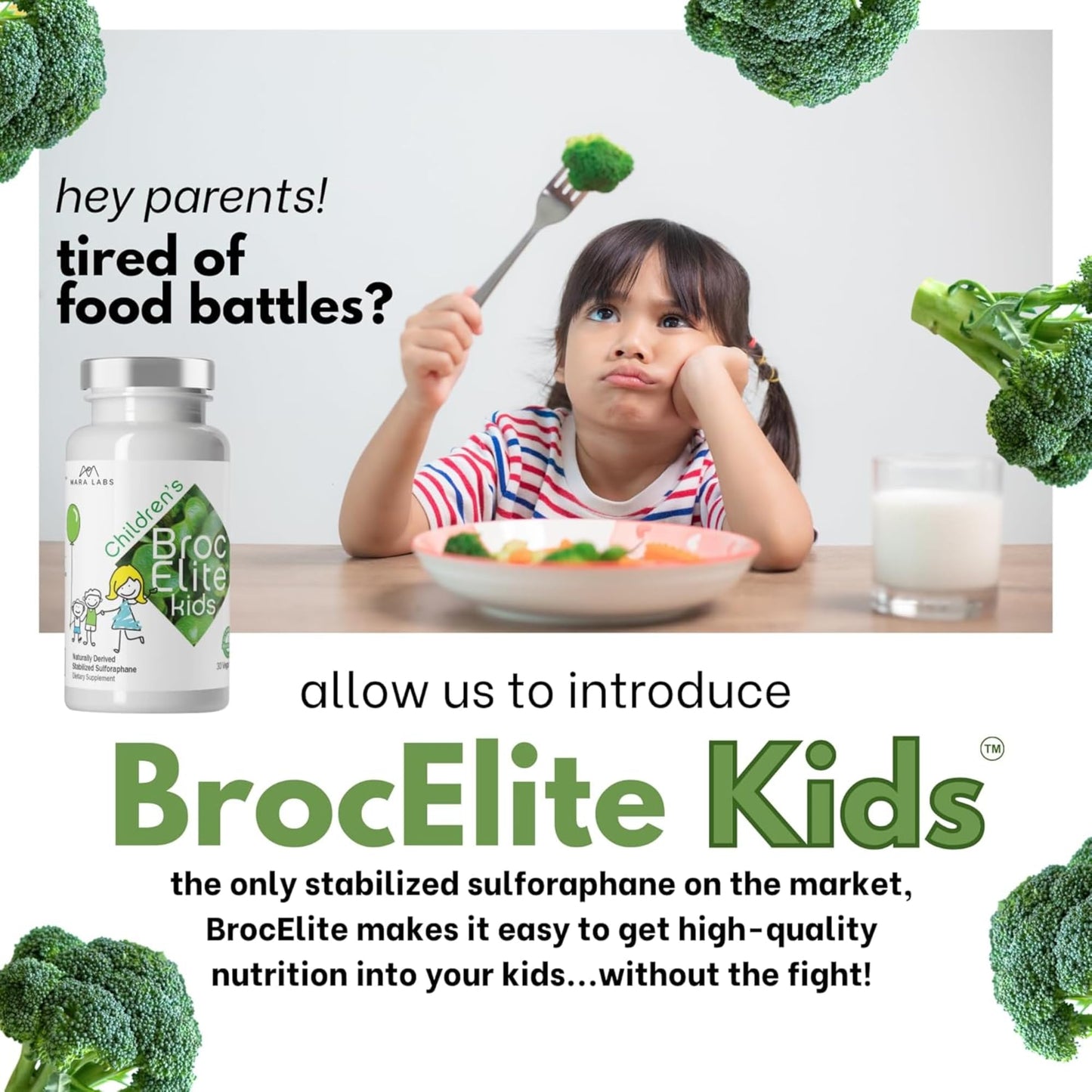 BrocElite Mara Labs Kids Broccoli Supplement with Naturally Stabilized Sulforaphane Extract, 60 Capsules