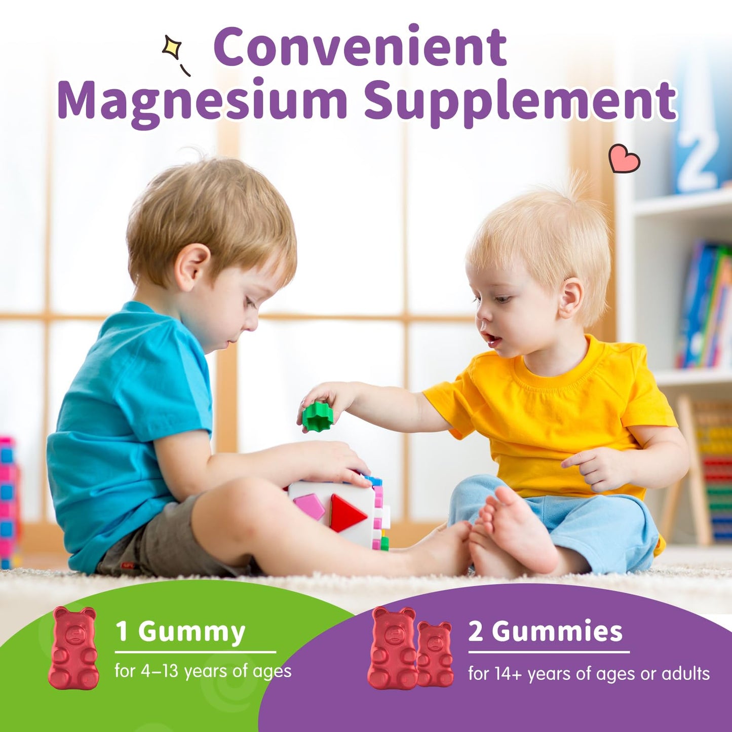 ReviNutra Magnesium Glycinate Gummies with L-Theanine, Vitamin B6 & D3 for Kids & Adults, Sugar Free, 60 Gummies