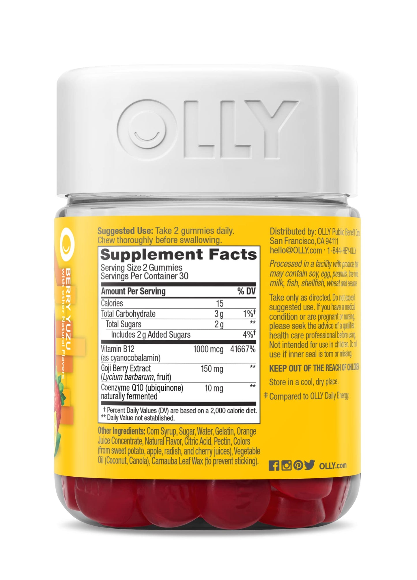 OLLY Extra Strength Daily Energy Gummy, 120 Gummies