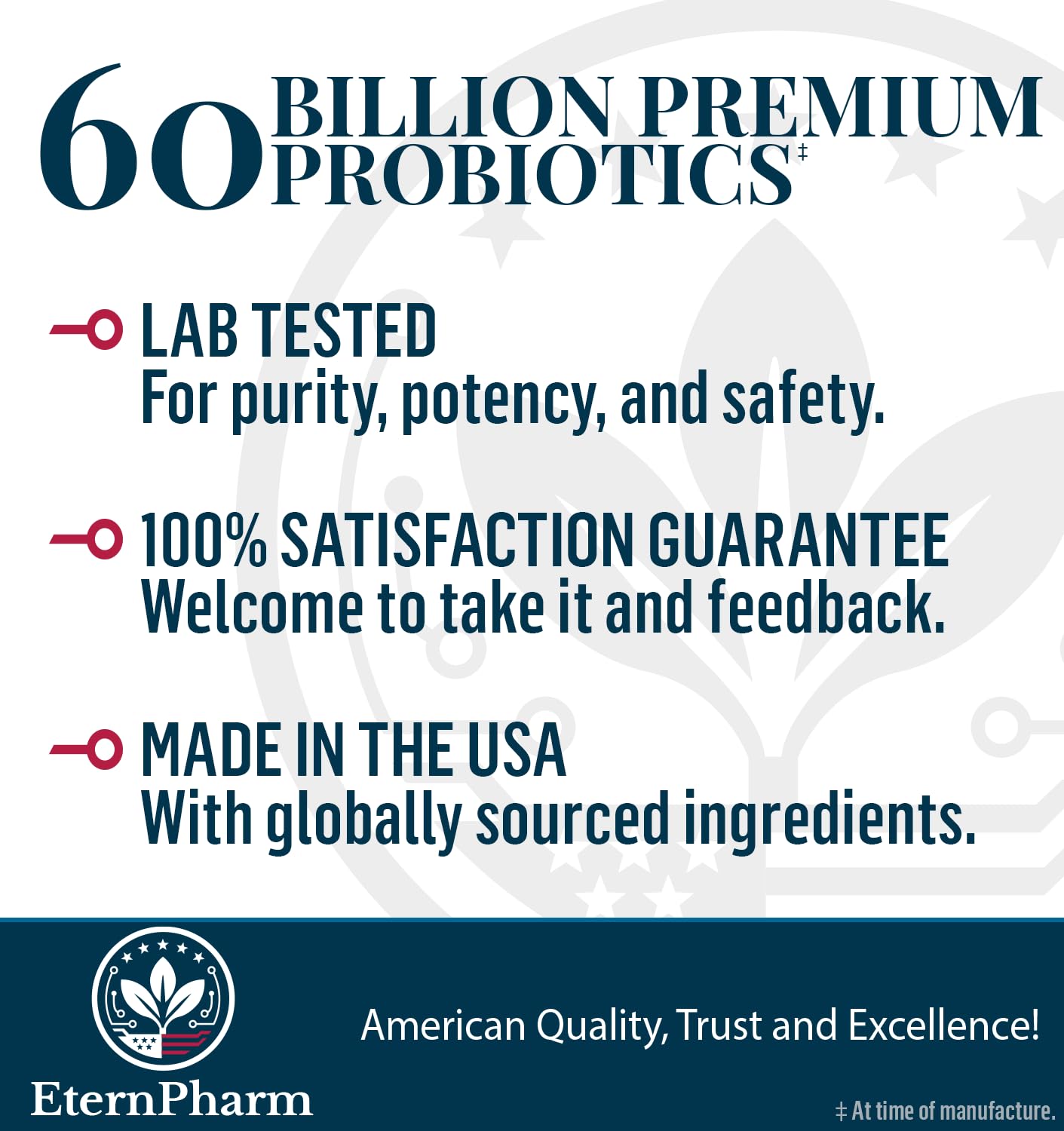Eternpharm Probiotic 60B CFU 3-in-1 with Prebiotics & Enzymes Capsule, 60 Count