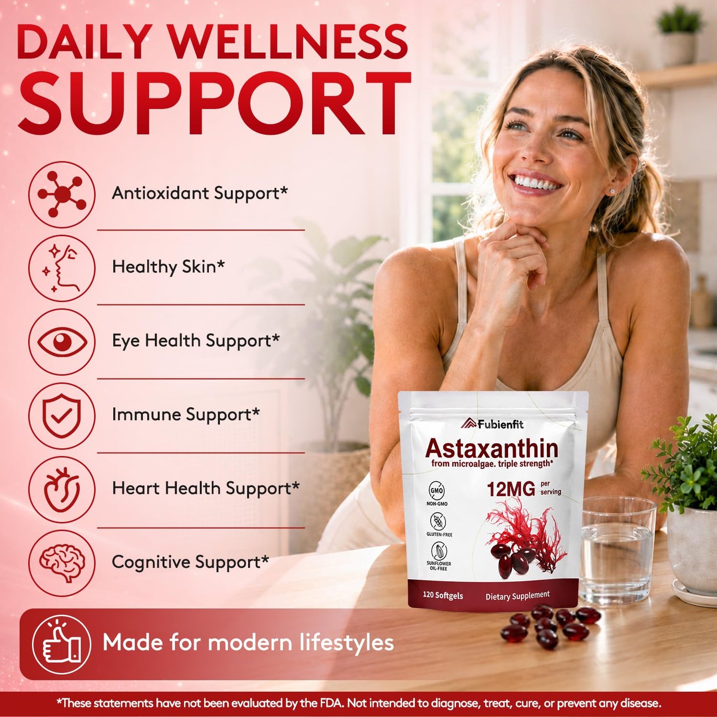 Fubienfit Astaxanthin 12mg Softgels 120 Count