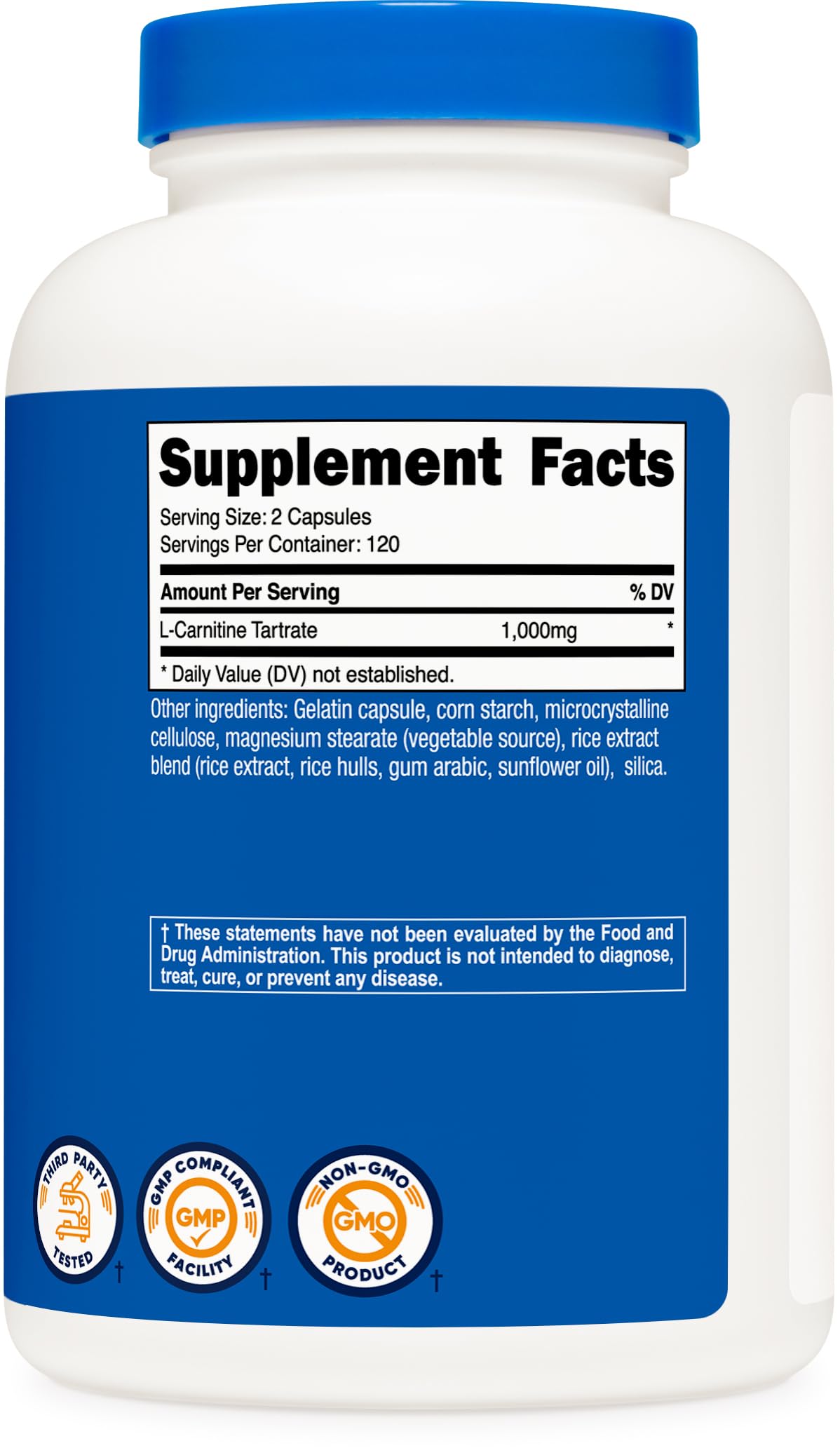 Nutricost L-Carnitine Tartrate 1000mg Capsules, 240 Count