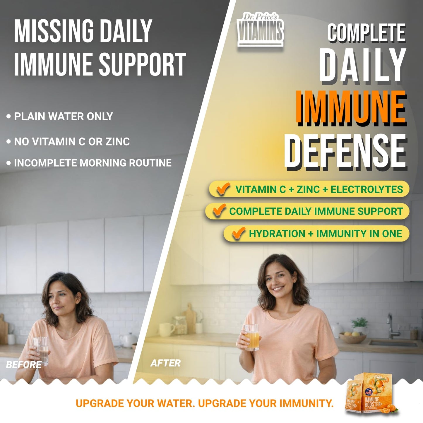 Dr. Price's Vitamins Immune Support Vitamin C Powder, Zinc, Mandarin, 2.5 Ounce