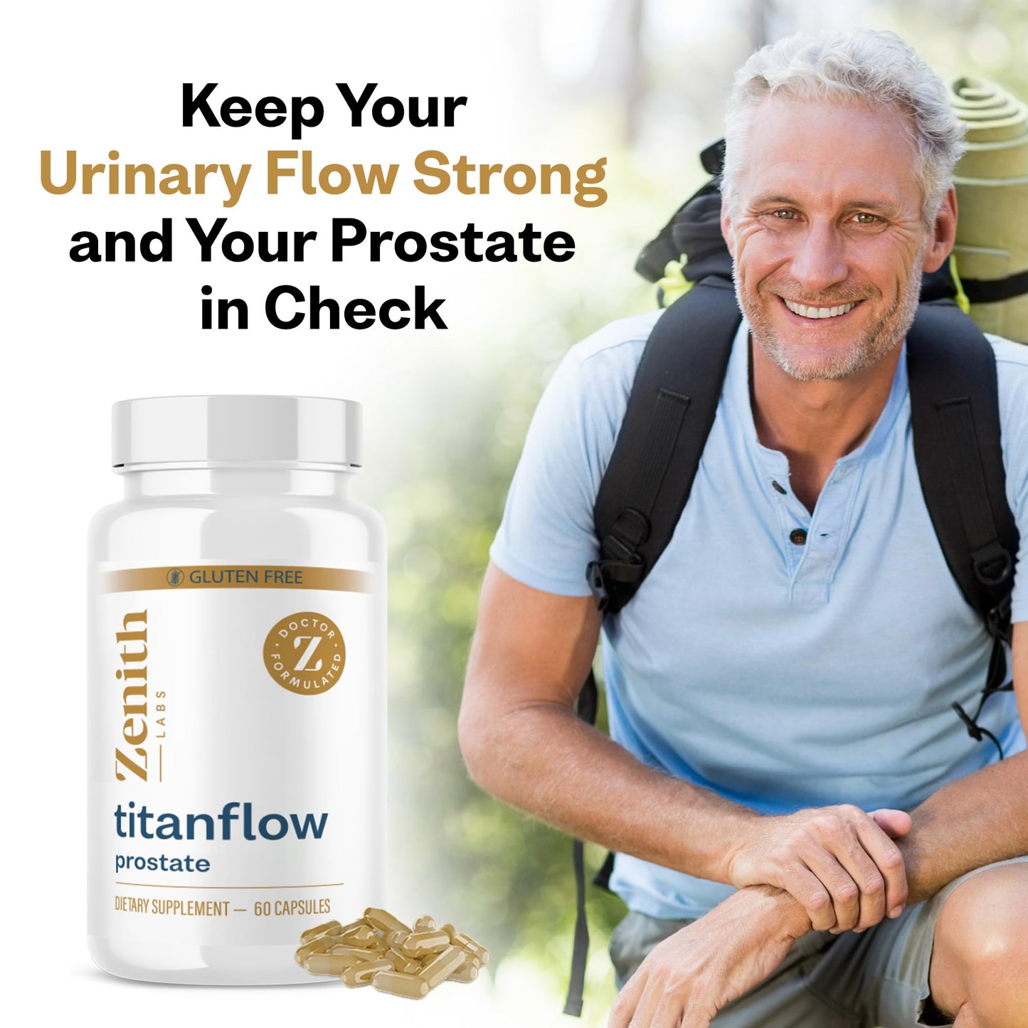 Zenith Labs TitanFlow Prostate Support Capsules with Pumpkin Seed Oil, 60 Capsules