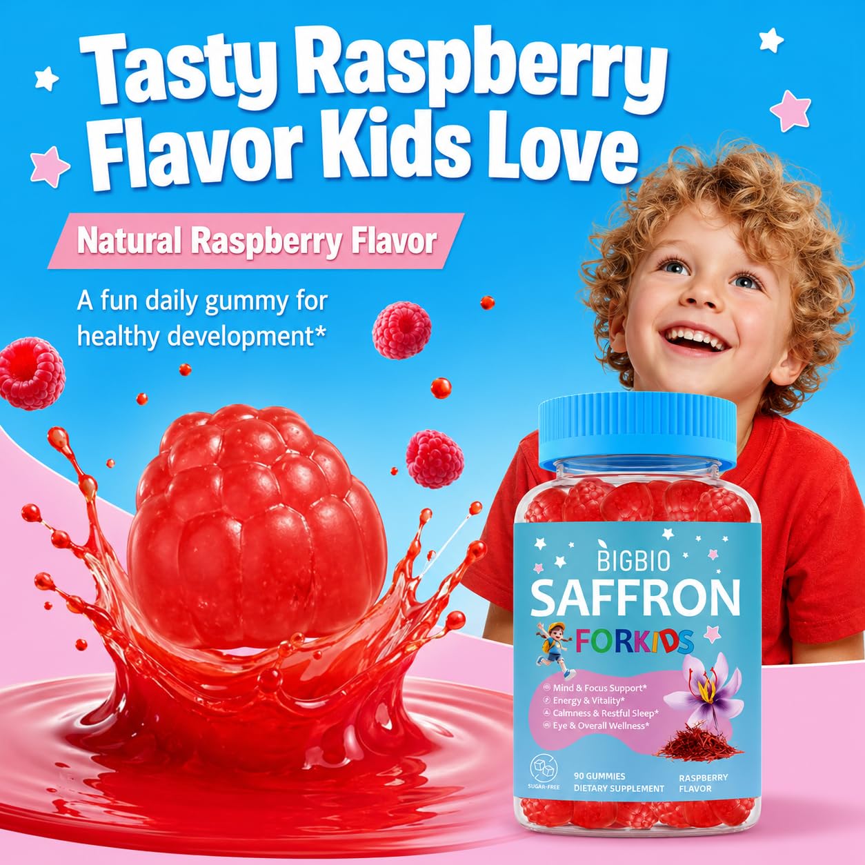 BIGBIO Saffron for Kids Happy Mood Gummies, 1 Count