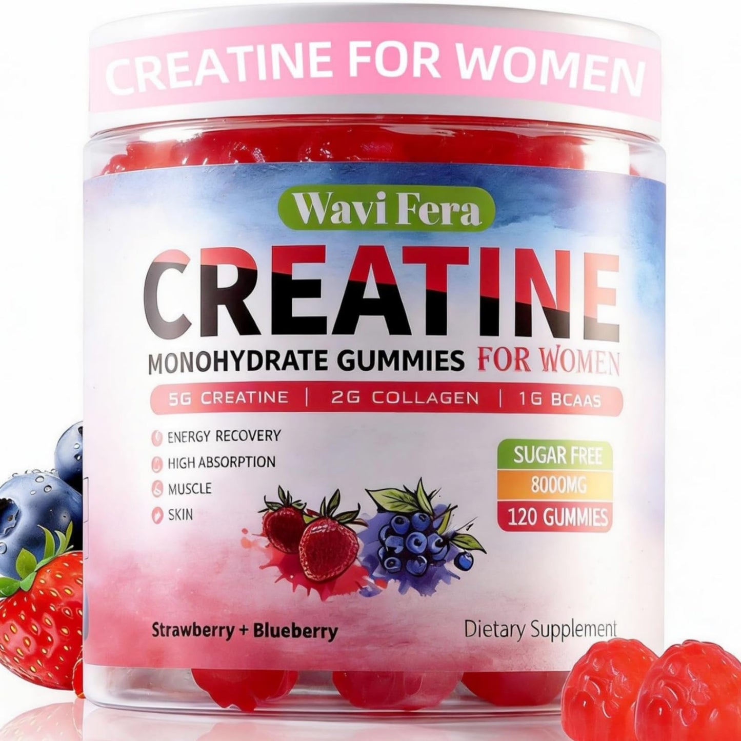 WaviFera Creatine Monohydrate Gummies, 120 Gummies