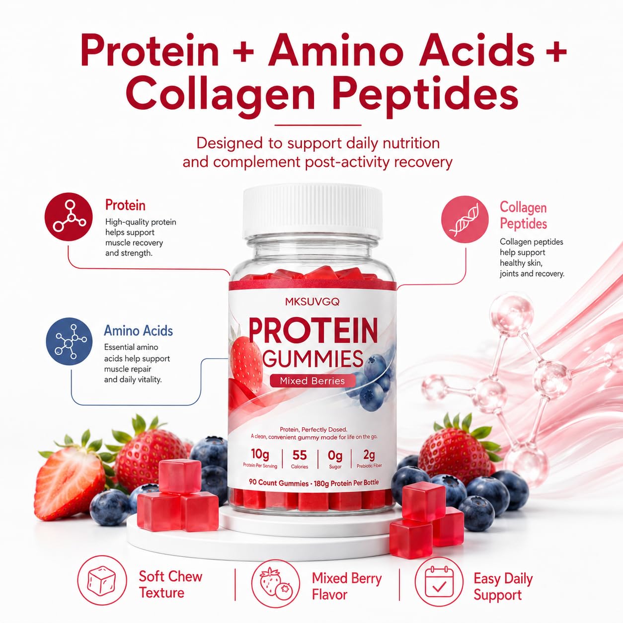 MKSUVGQ Protein Gummies 90 Gummies