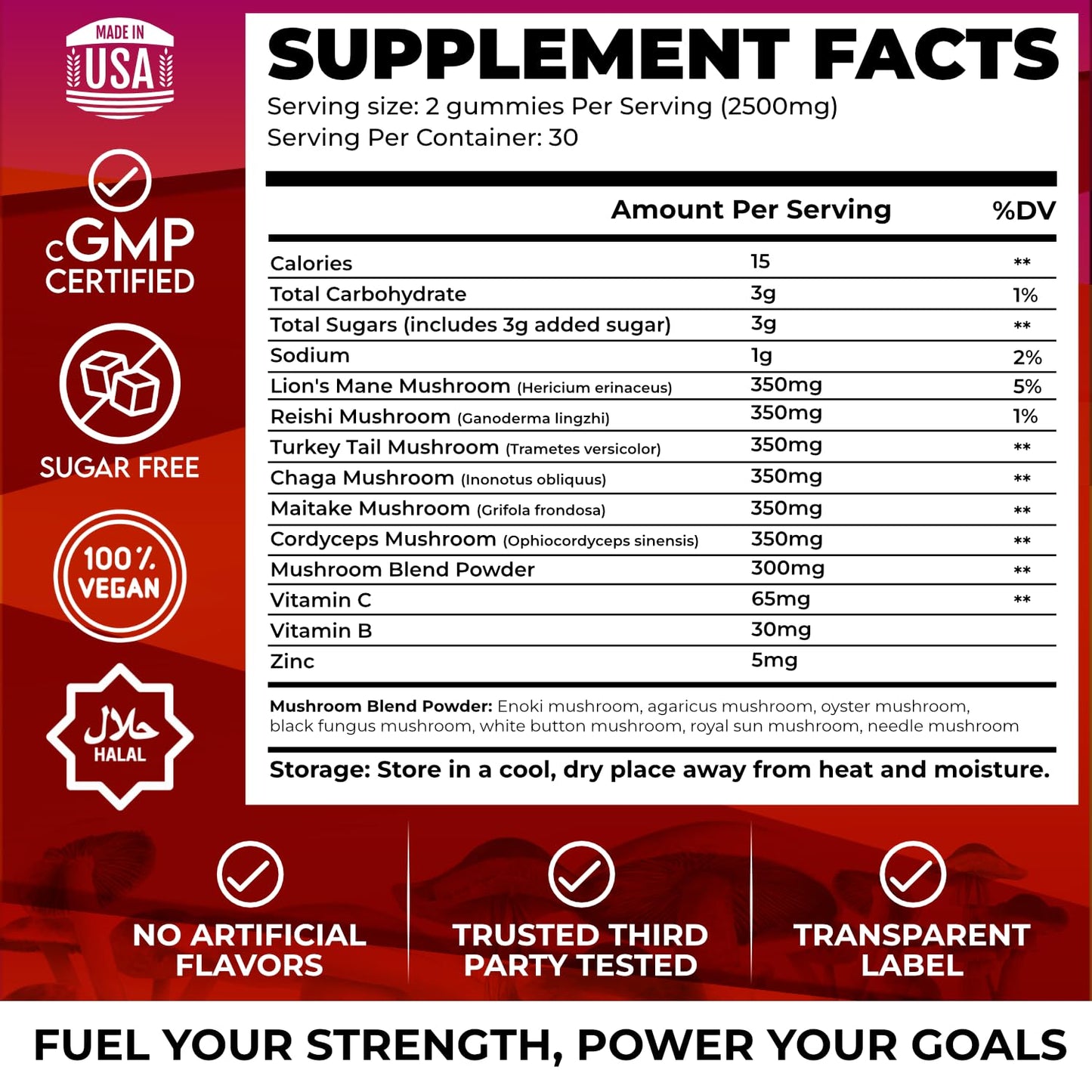 Novure 2500 MG Mushroom Gummies Gummy 60 Count