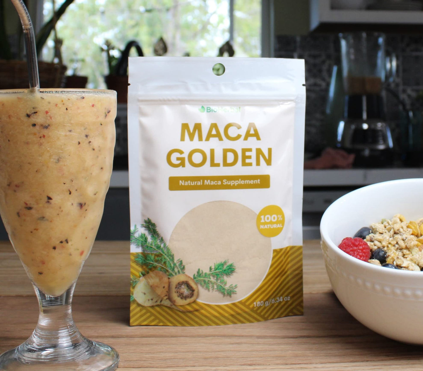 Bio Herbal Maca Golden (100% Natural) Pure Root Powder, 6.34 Fl Oz