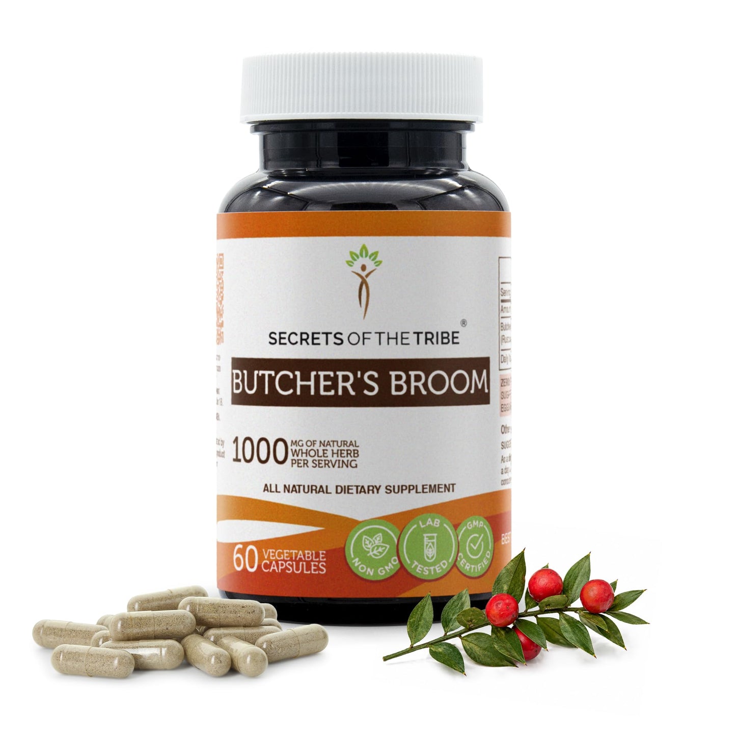 Secrets of the Tribe Butcher's Broom 1000 mg Capsules 60 Count