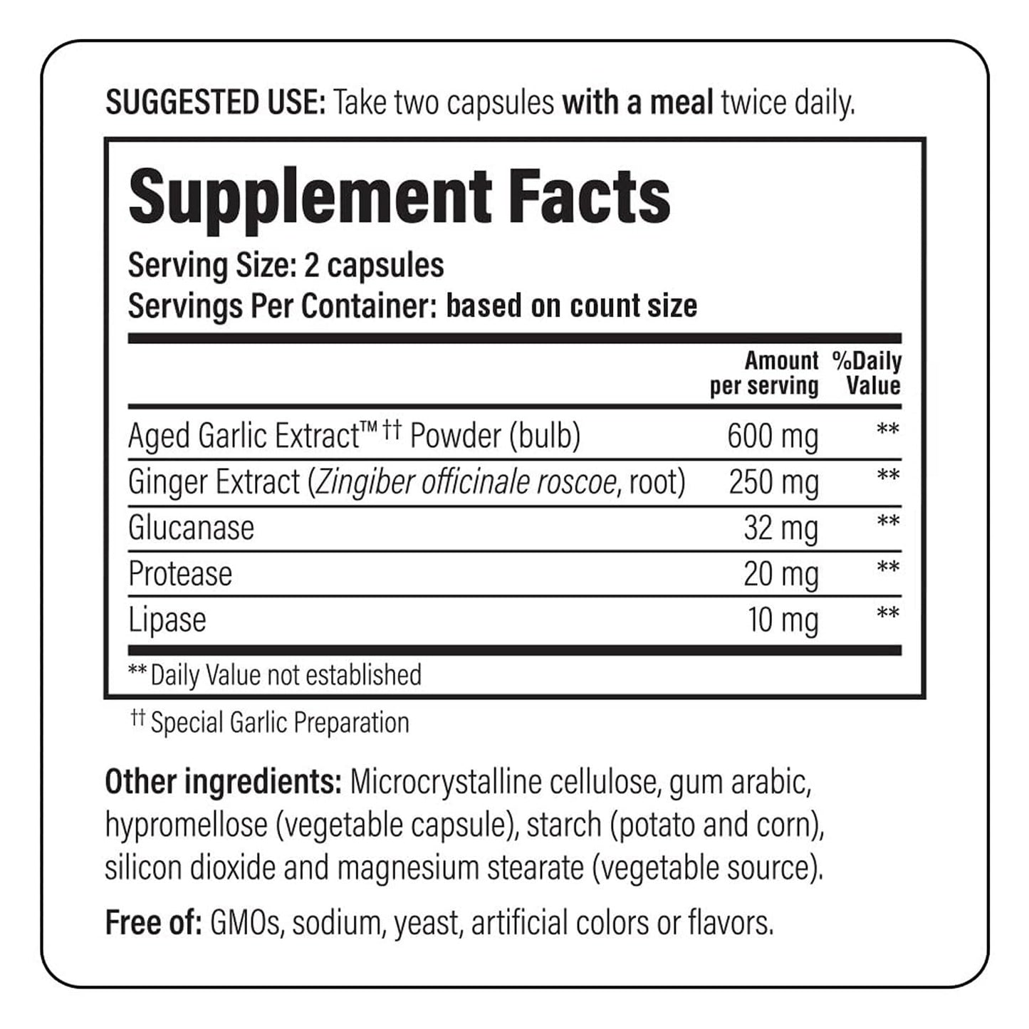 Kyolic Aged Garlic Extract Formula 102, Cleanse & Digestion*, Ginger and Enzyme Complex, 100 Capsules