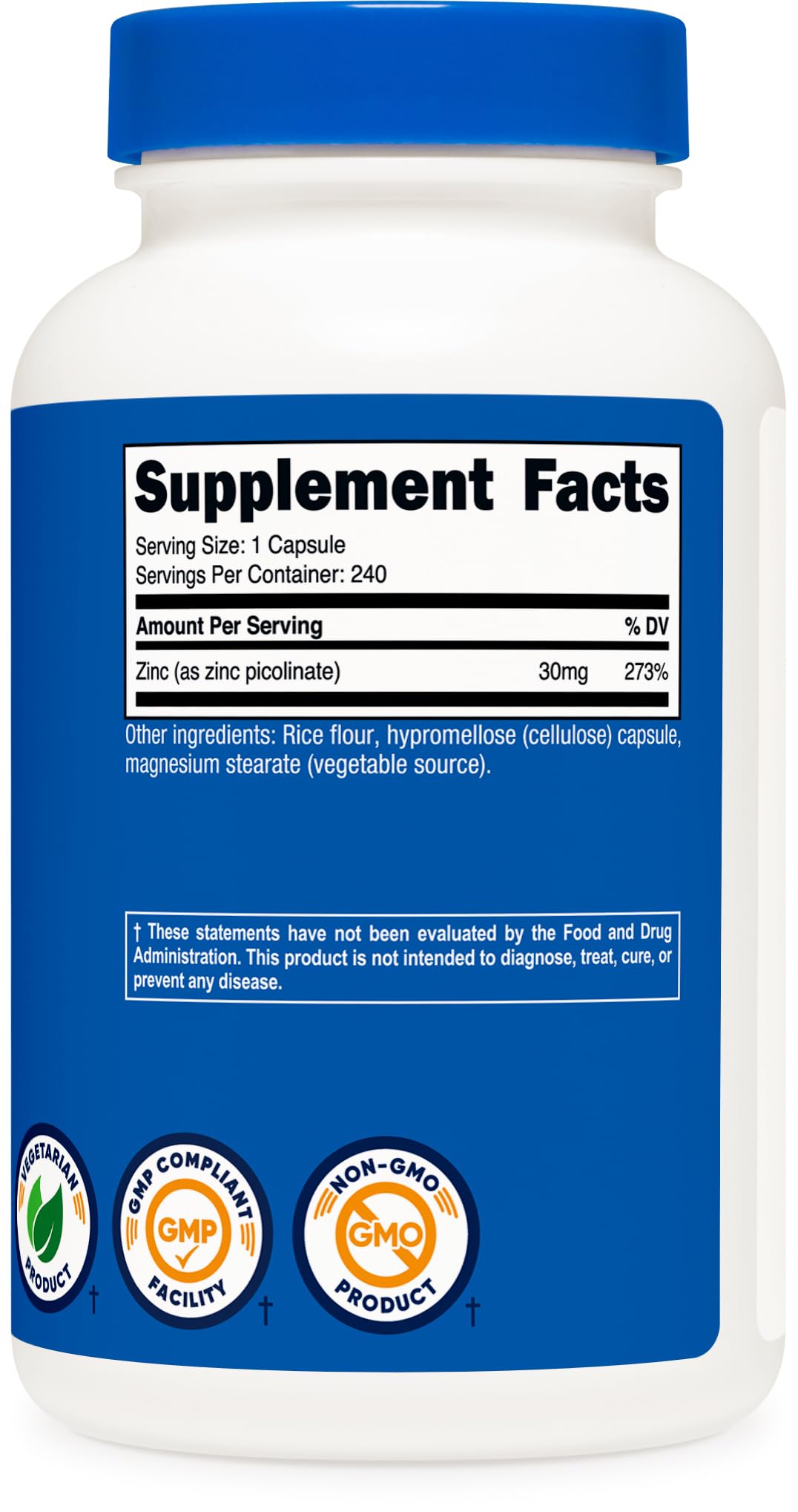 Nutricost Zinc Picolinate 30mg Capsules, 240 Count