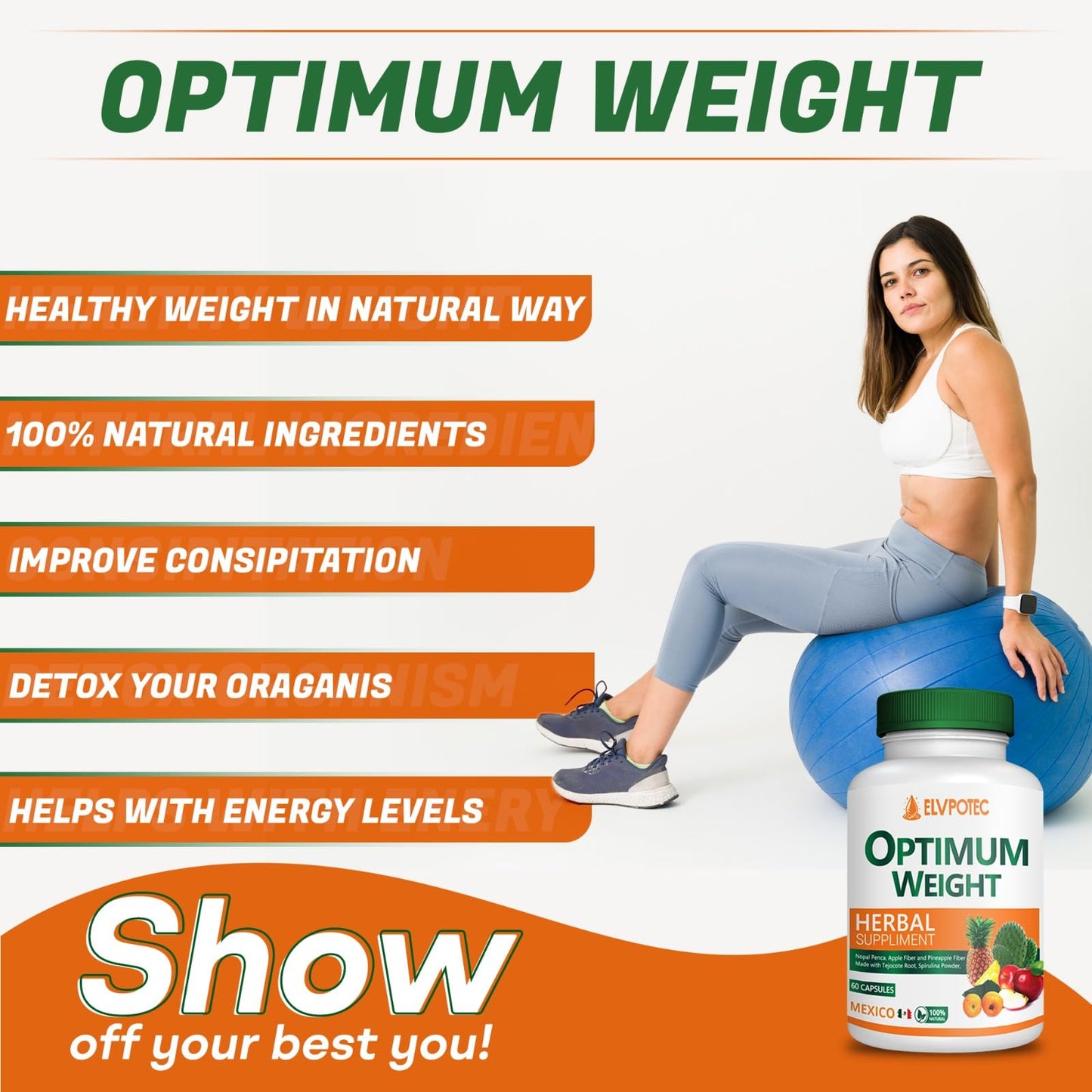 OPTIMUM WEIGHT 60 Days Cleanse Formula Gut & Colon Detox Capsules, 1 Bottle
