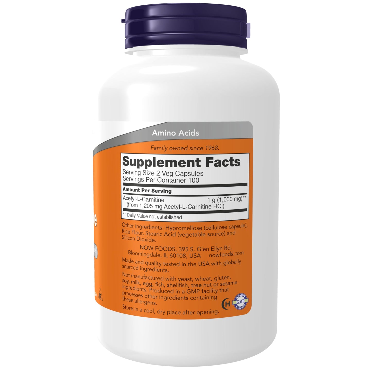 NOW Foods Acetyl-L Carnitine 500 mg Capsules, 200 Count